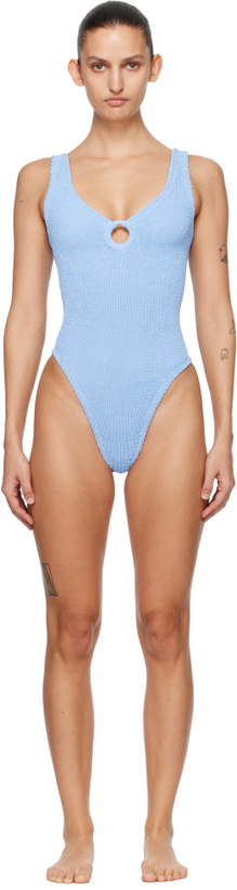 Photo: Hunza G Blue Celine Tonal Hoop Swimsuit