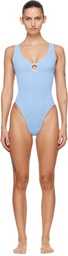 Hunza G Blue Celine Tonal Hoop Swimsuit