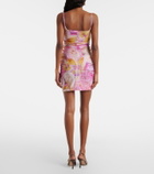 Blumarine Floral-appliqué printed jersey minidress
