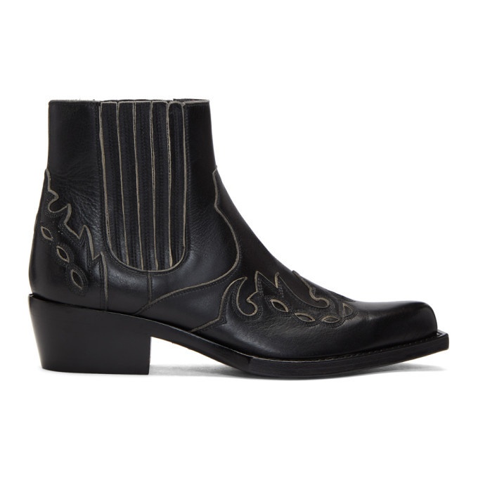 Photo: Calvin Klein 205W39NYC Black Western Chelsea Boots