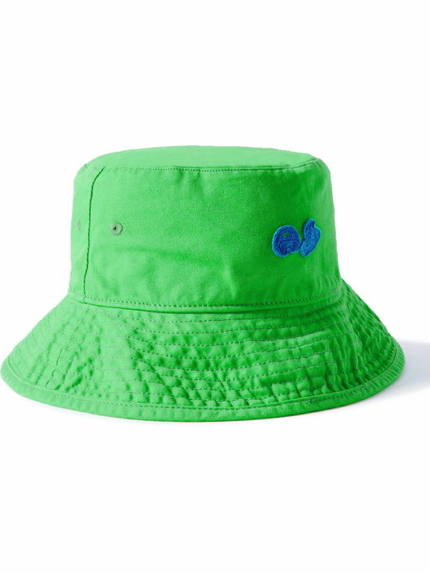 Photo: Acne Studios - Logo-Appliquéd Garment-Dyed Cotton-Twill Bucket Hat - Green