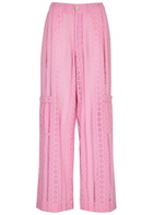 Damson Madder Vacation Rafe Broderie Anglaise Cotton Trousers Pink
