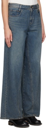 WOOYOUNGMI Blue Curved Wide Jeans