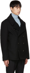 Dunhill Black Double-Breasted Peacoat