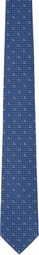 Ferragamo Blue Gancini Print Silk Tie