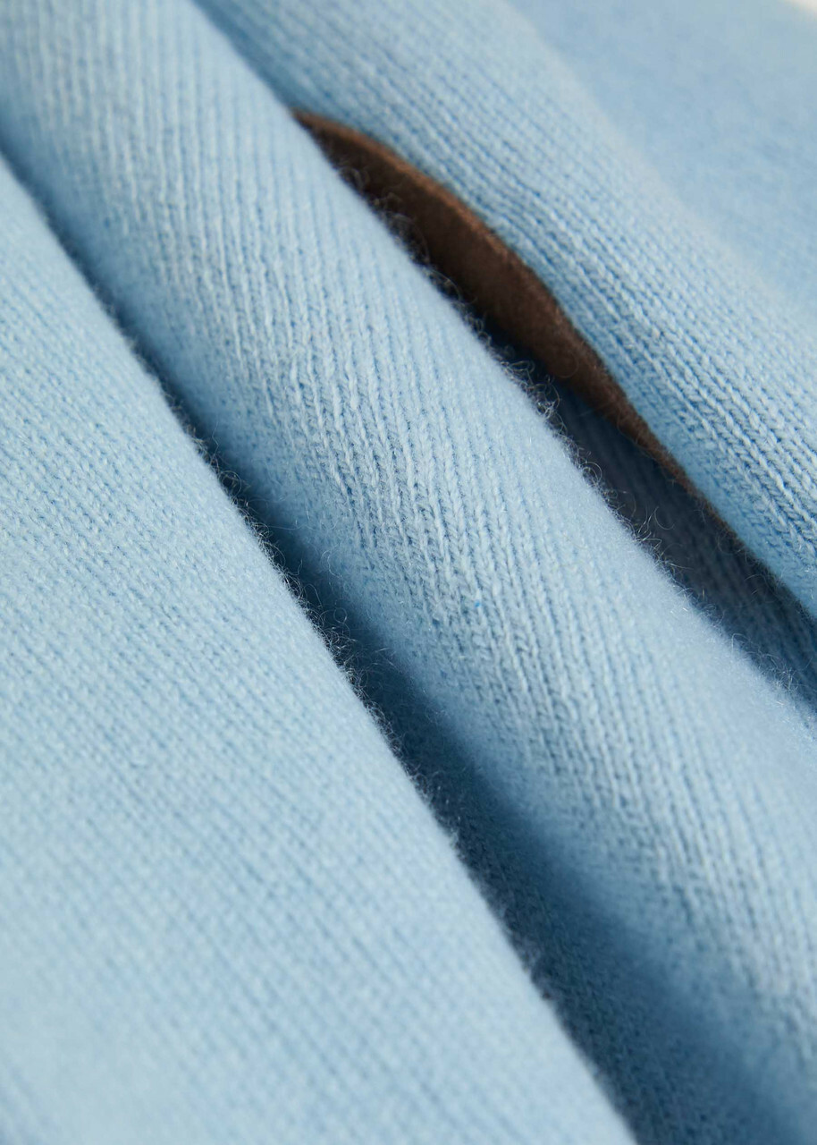 Allude Elbow Patch Cotton and Cashmere-blend Jumper Light Blue