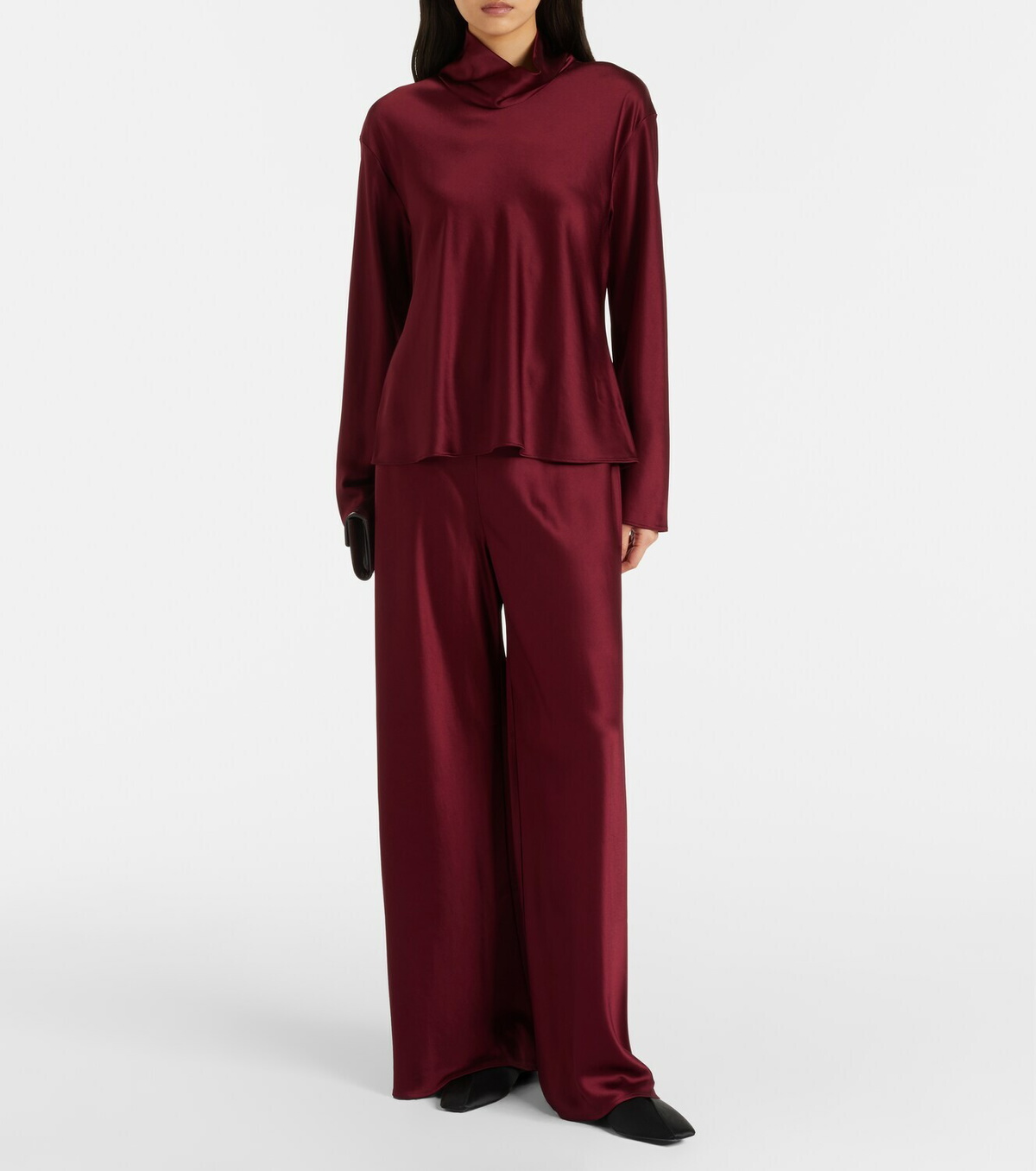Leset Barb satin turtleneck top