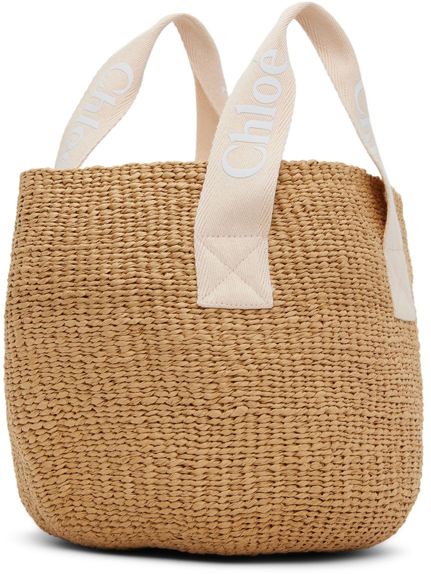 Chloé Kids Beige Mifuko Edition Raffia Tote Chloe