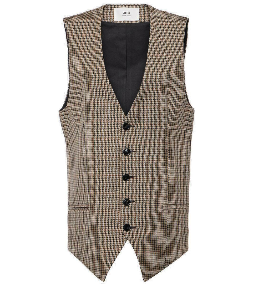 Ami Paris Houndstooth virgin wool vest AMI