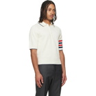 Thom Browne White Linen Cotton 4-Bar Relaxed Fit Polo
