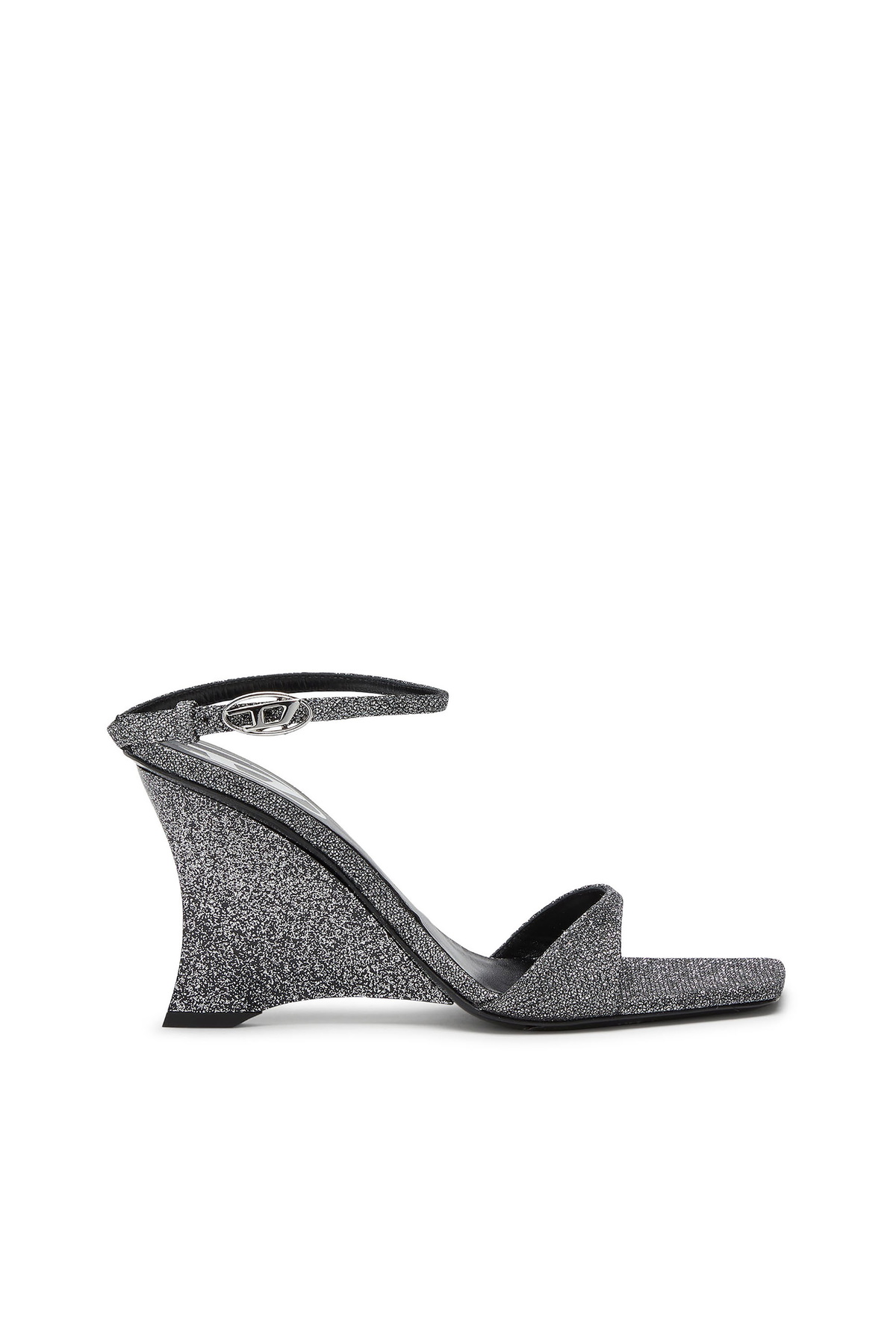 Diesel D-Amber-Wedge sandals in Lurex fabric - Sandals Womens in Silver