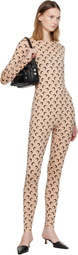 Marine Serre Tan Recycled Jersey Moon Catsuit
