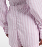 Hunza G Embroidered striped cotton poplin shorts