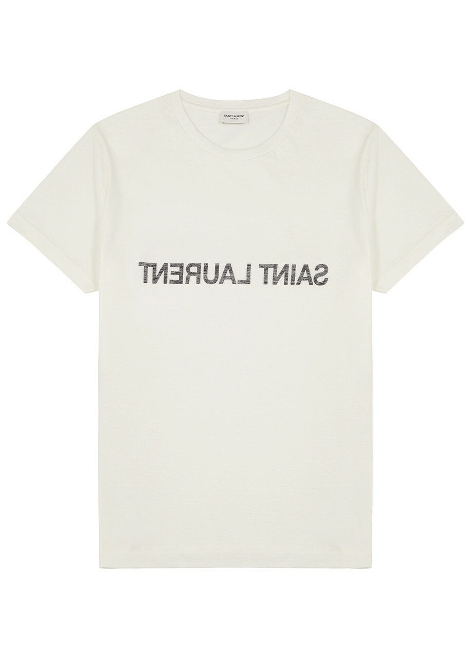 VIP【関税送料無料】希少 SAINT LAURENT WHITE COTTON T-SHIRT Saint Laurent logo-print T-shirt | White | FARFETCH JO