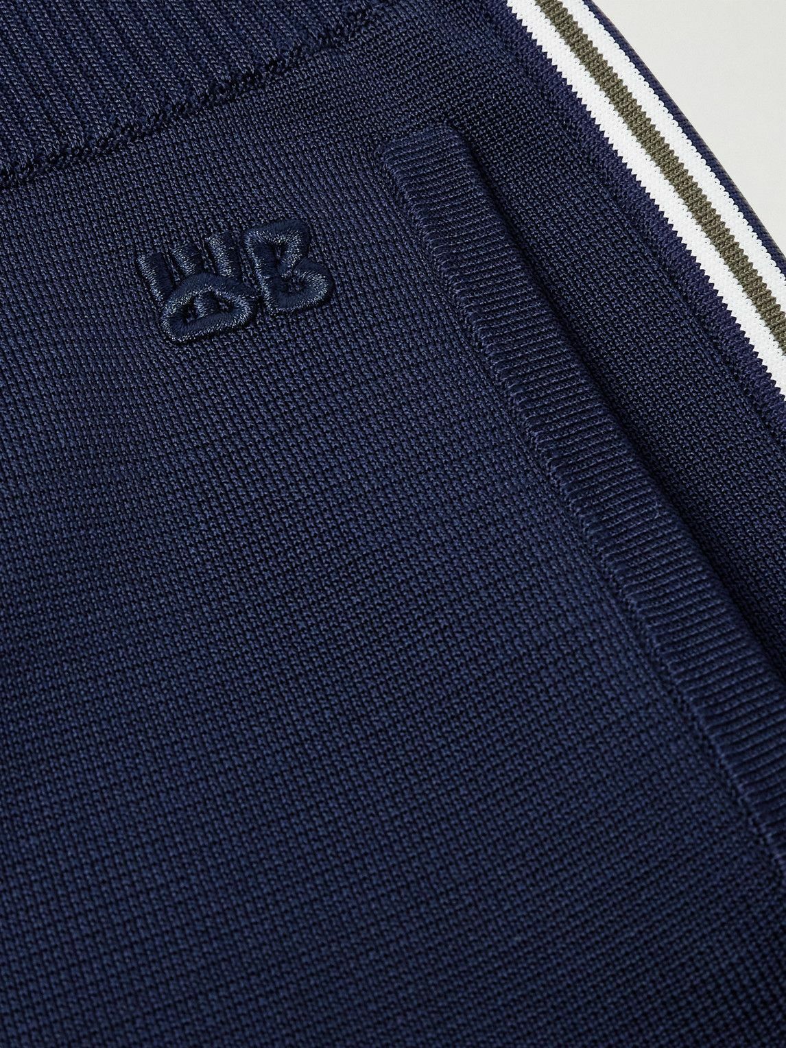 Wales Bonner - Straight-Leg Striped Knitted Track Pants - Blue