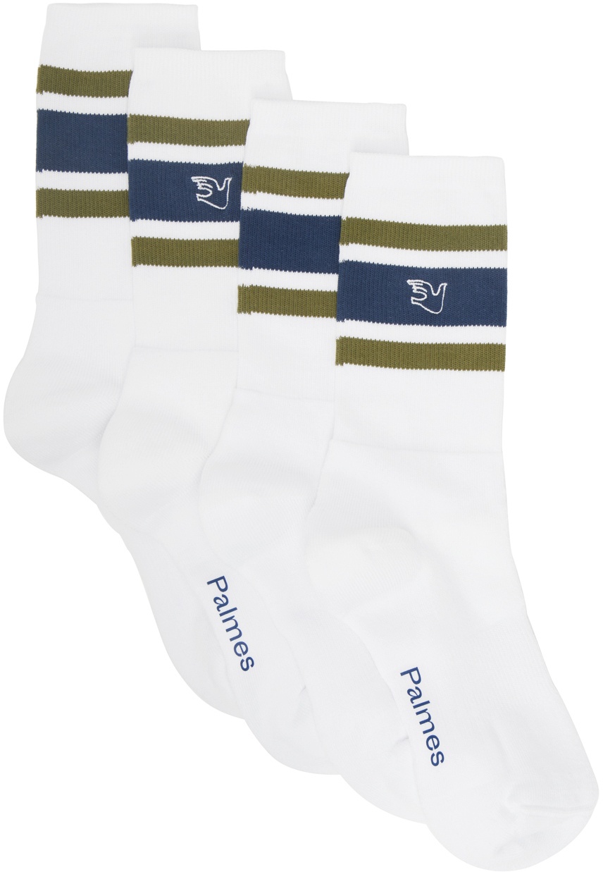 Photo: Palmes Two-Pack White Mid Socks