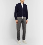 Brunello Cucinelli - Contrast-Tipped Cashmere Zip-Up Sweater - Blue