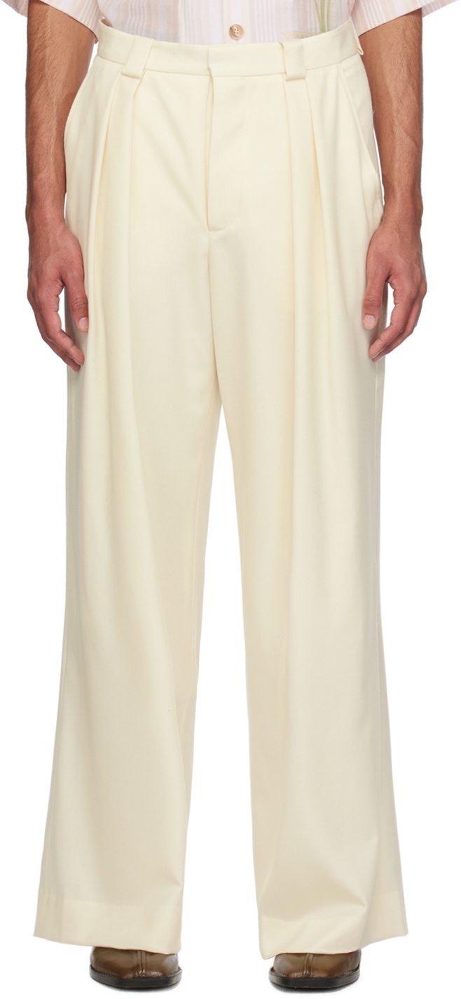 King & Tuckfield Off-White Wide-Leg Trousers King and Tuckfield