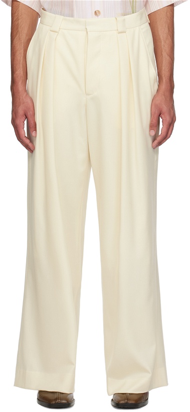 Photo: King & Tuckfield Off-White Wide-Leg Trousers