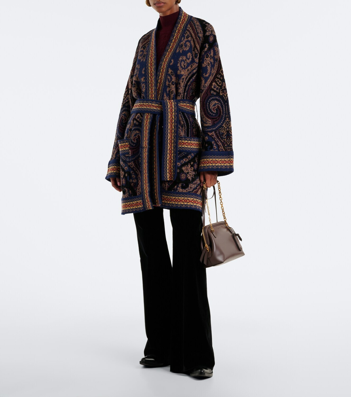 Etro Jacquard wool-blend wrap cardigan