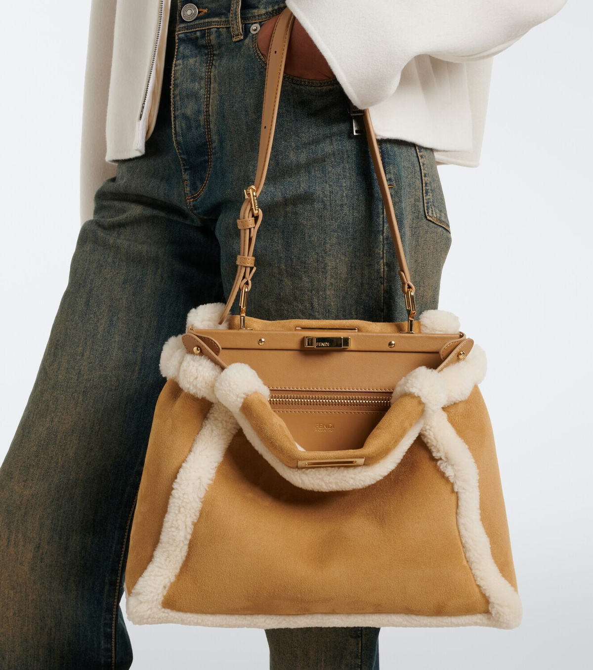 Fendi Peekaboo® Medium suede shoulder bag