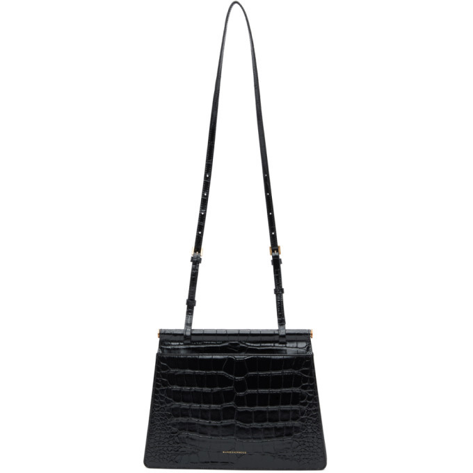 Marge Sherwood Black Croc Medium Acco Shoulder Bag Marge Sherwood