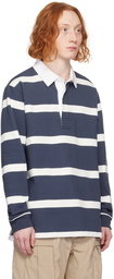 Nike Navy & White Striped Polo