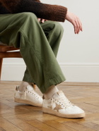 Golden Goose - Ball Star Distressed Suede-Trimmed Canvas Sneakers - Neutrals