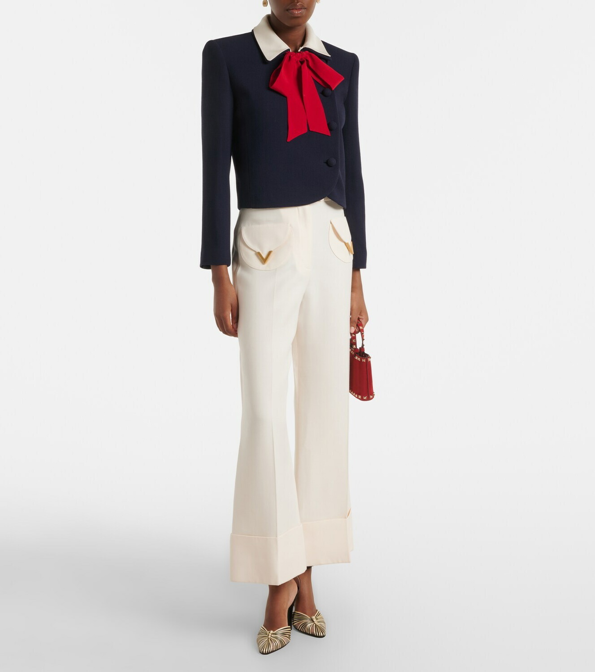 Valentino Tie-neck virgin wool jacket