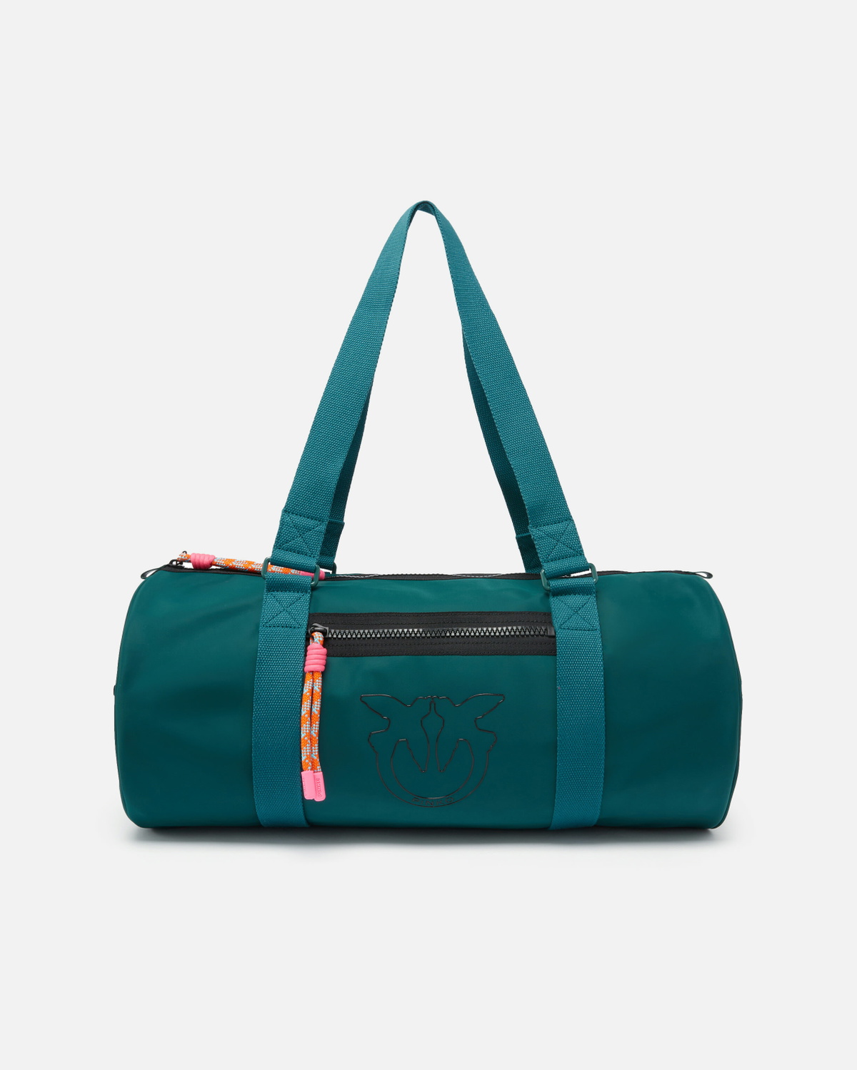 Pinko Recycled Fabric Travel Bag Teal Blue Block Color