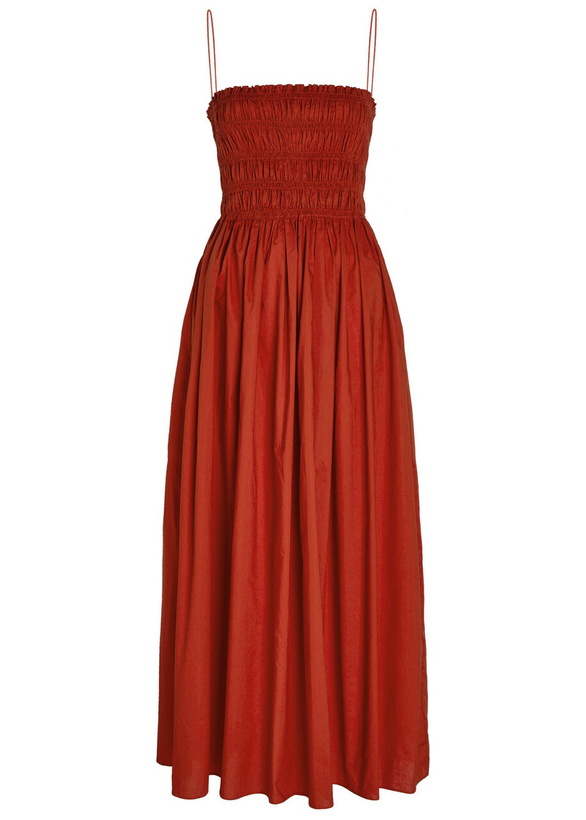 Photo: Matteau Shirred Cotton-poplin Midi Dress Red