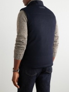 Zegna - Slim-Fit Leather-Trimmed Oasi Cashmere Down Gilet - Blue