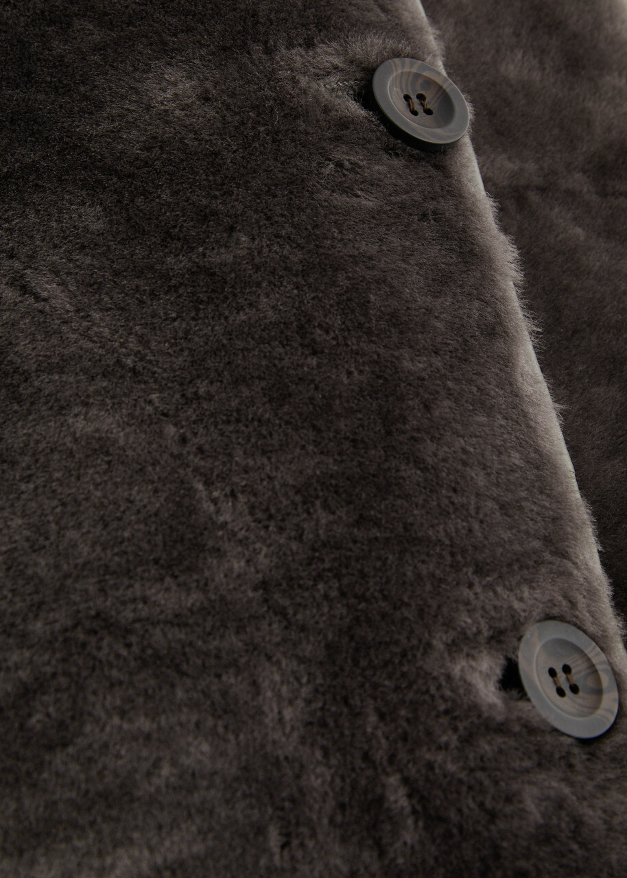 Arma Lucine Reversible Shearling and Leather Jacket Dark Brown