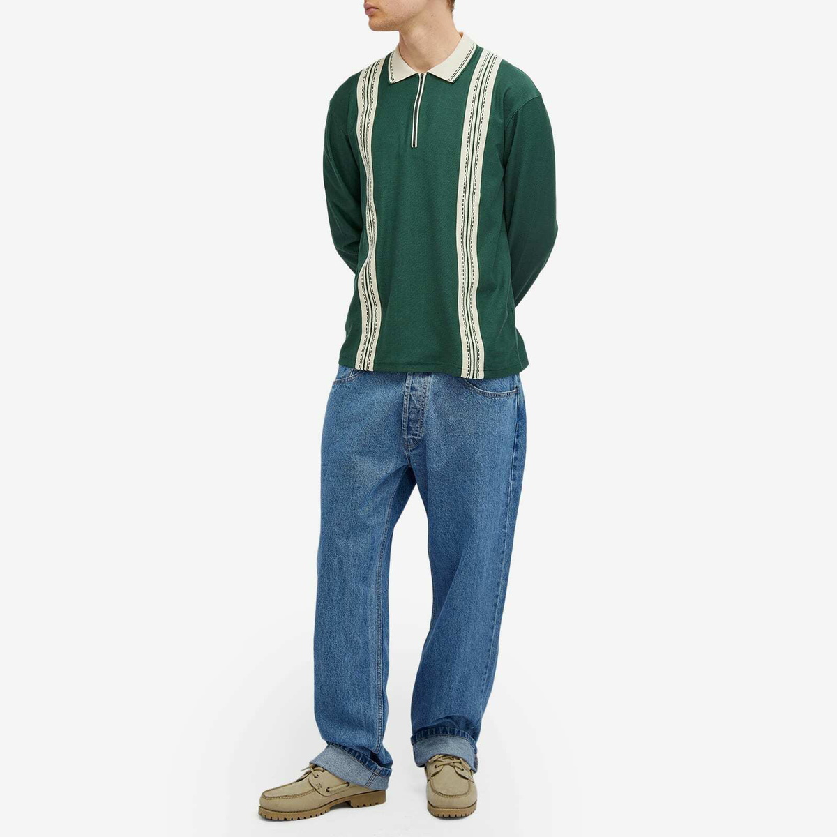 Palmes Men's Rio Long-Sleeved Zip Polo in Dark Green
