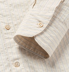 Incotex - Grandad-Collar Striped Cotton and Linen-Blend Shirt - Cream