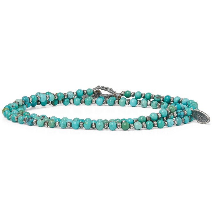 Photo: M.Cohen - Sterling Silver and Turquoise Beaded Wrap Bracelet - Blue