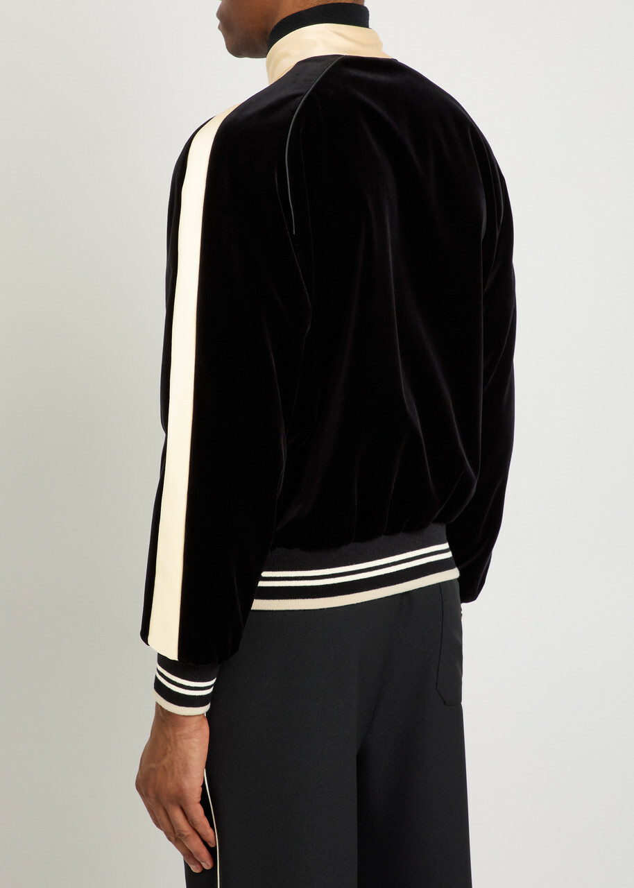 Valentino Garavani Satin-trim Velvet Bomber Jacket Black