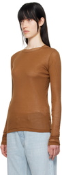 AURALEE Brown Super High Gauge Sheer Long Sleeve T-shirt