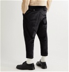 AMI - Cropped Tapered Cotton-Corduroy Trousers - Black