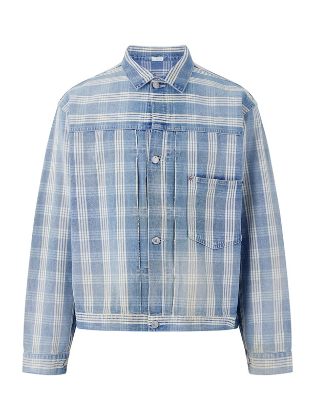 Photo: A.PRESSE - Checked Denim Jacket - Blue