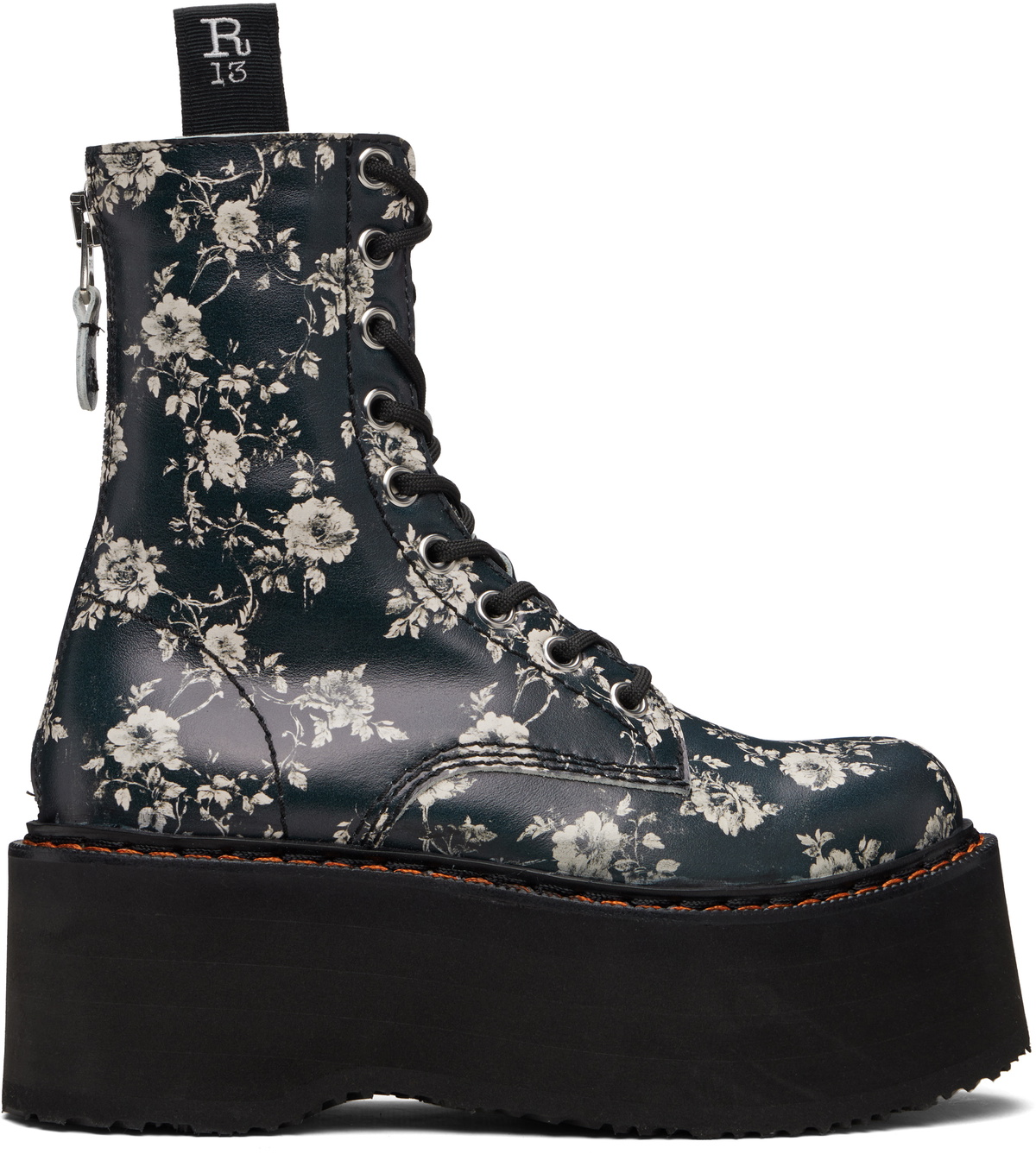 R13 Black & Off-White Double Stack Boots