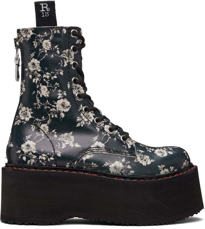 Photo: R13 Black & Off-White Double Stack Boots