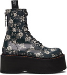R13 Black & Off-White Double Stack Boots