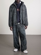 Balenciaga - Logo-Embroidered Distressed Printed Denim Hooded Jacket - Blue
