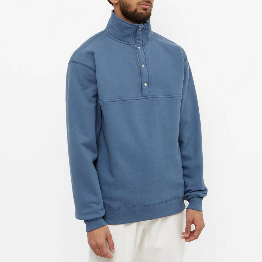 Adsum Men's 3/4 Snap Front Fleece Pull Over Sweat in Muted Indigo