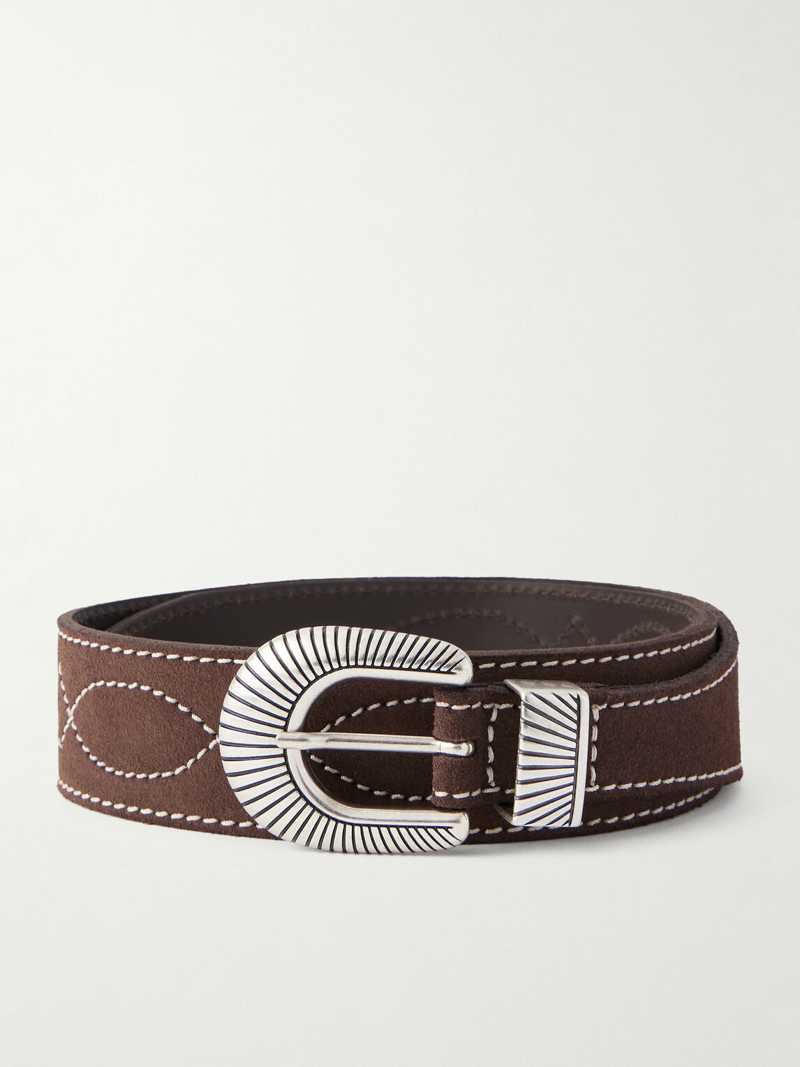 Nudie Jeans - 4cm Western Embroidered Suede Belt - Brown