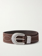 Nudie Jeans - 4cm Western Embroidered Suede Belt - Brown