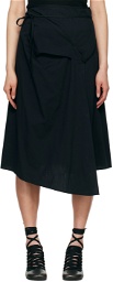 LEMAIRE Navy Asymmetrical Tied Midi Skirt