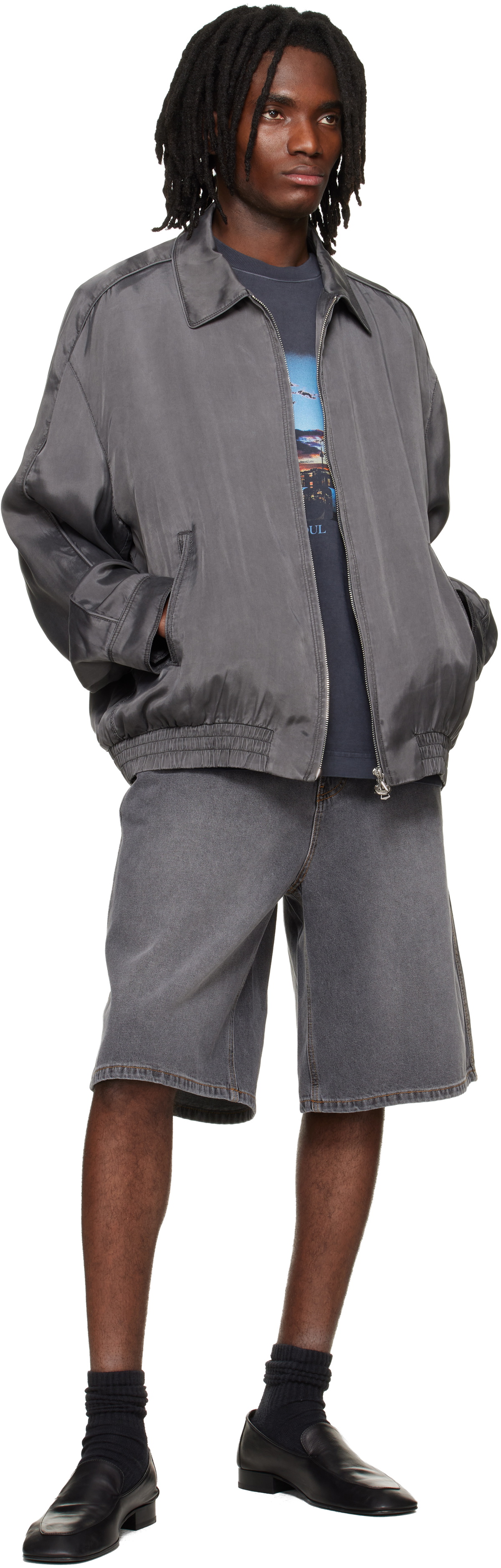 Solid Homme Gray Bermuda Denim Shorts