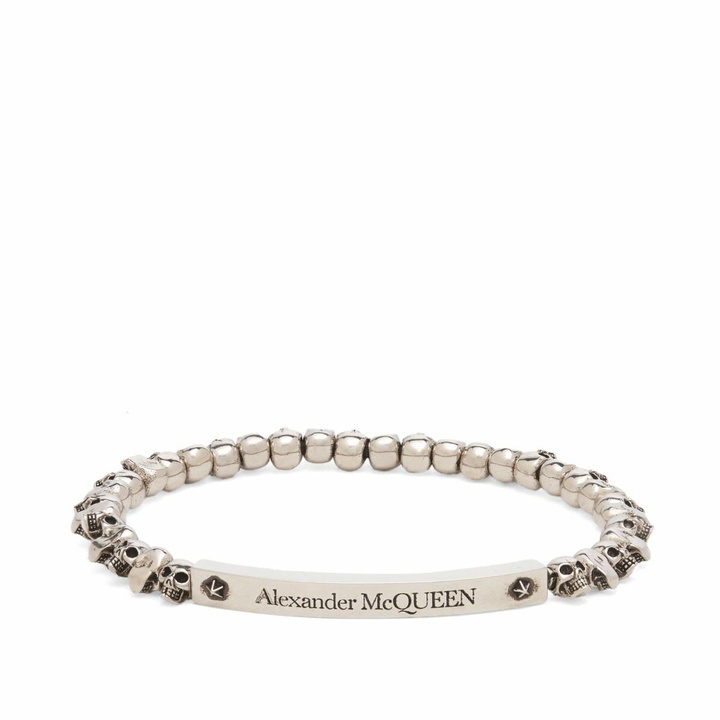 Photo: Alexander McQueen Men's Mini Skull Bracelet in Antique Silver 